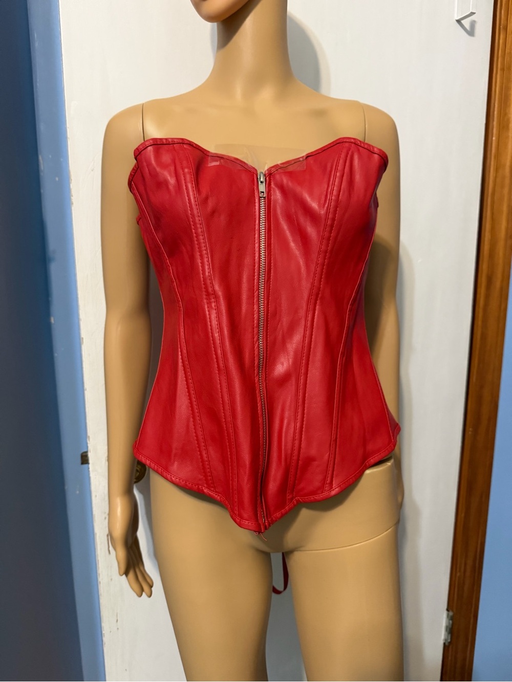 Red Faux Leather Vest, Size XL